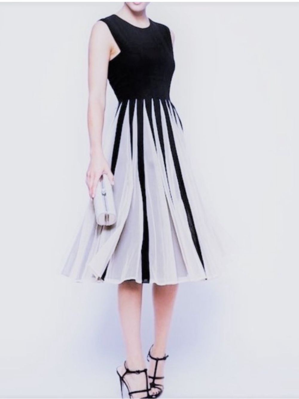 OASAP Black & White Chiffon A-Line Formal Dress size L